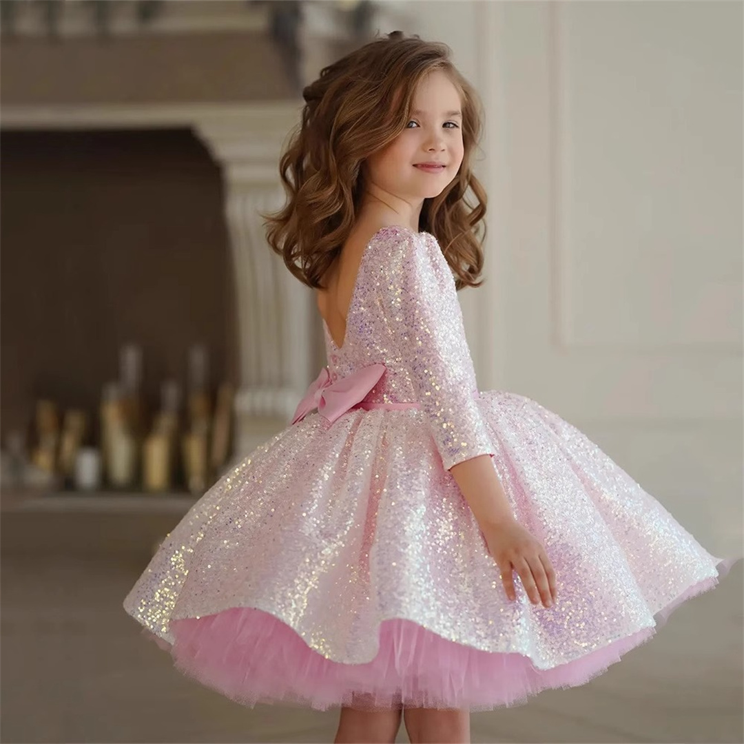 Glitter Pink Girl Dress Knee L - مراجعة Birthday Sash Glitter وسعره