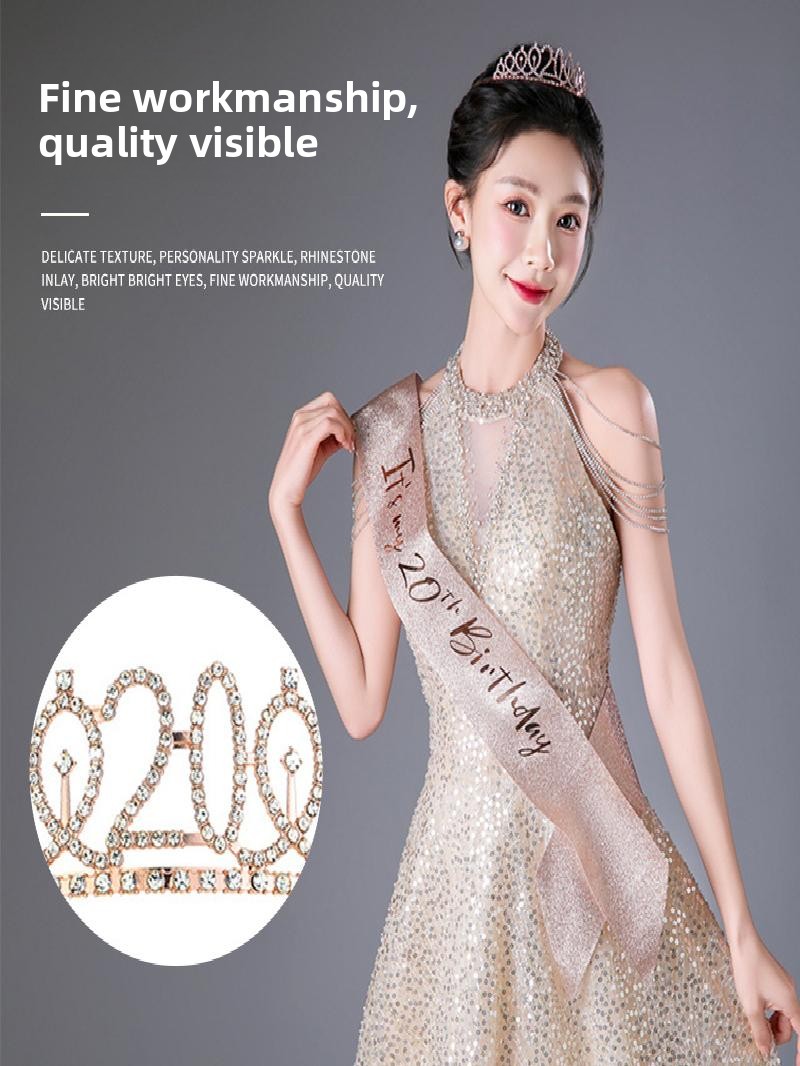 Champagne Gold Sparkle Crown S - مراجعة Birthday Sash Glitter وسعره