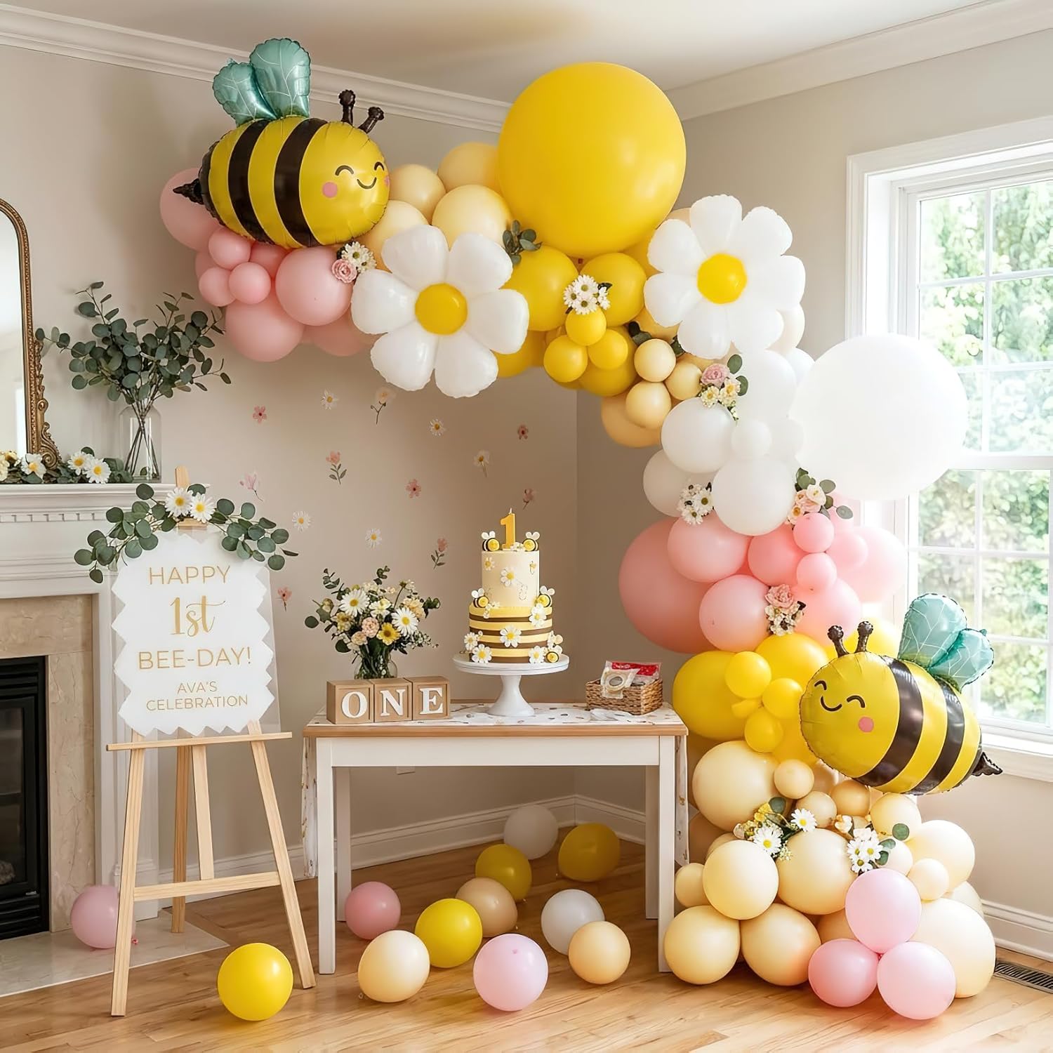 134Pcs Yellow Pink Bee Balloon - مراجعة Balloon Arch Kit وسعره