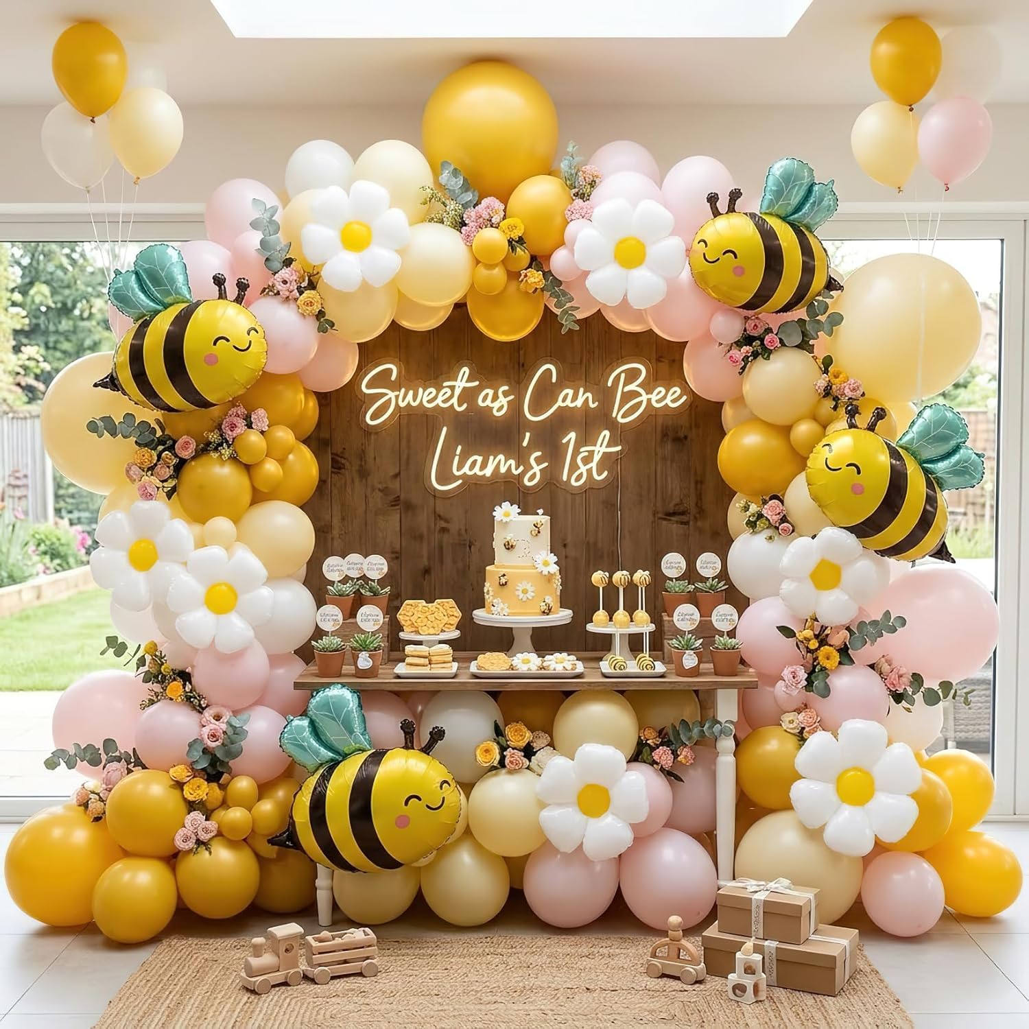 134Pcs Yellow Pink Bee Balloon - مراجعة Balloon Arch Kit وسعره