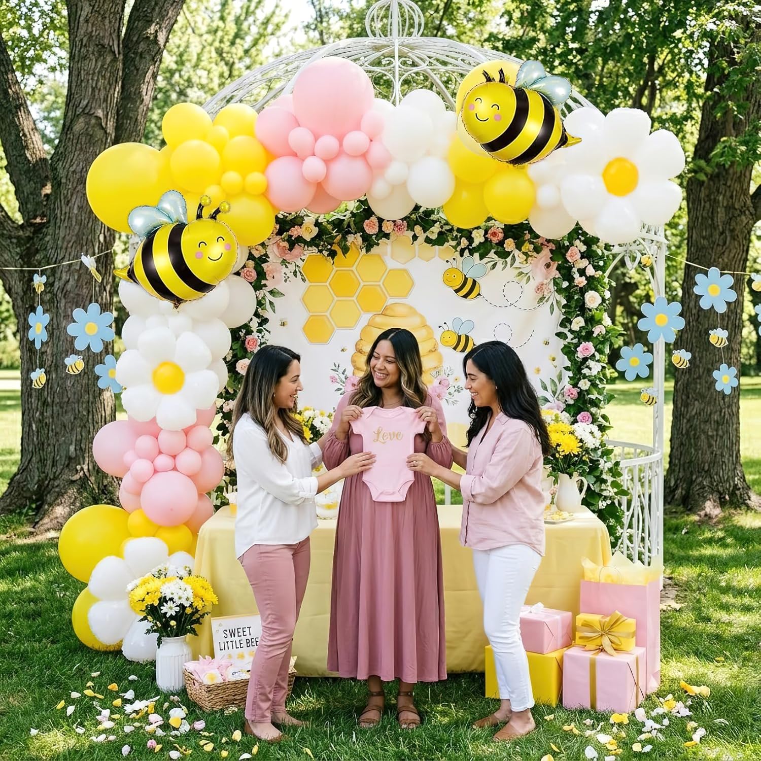 134Pcs Yellow Pink Bee Balloon - مراجعة Balloon Arch Kit وسعره