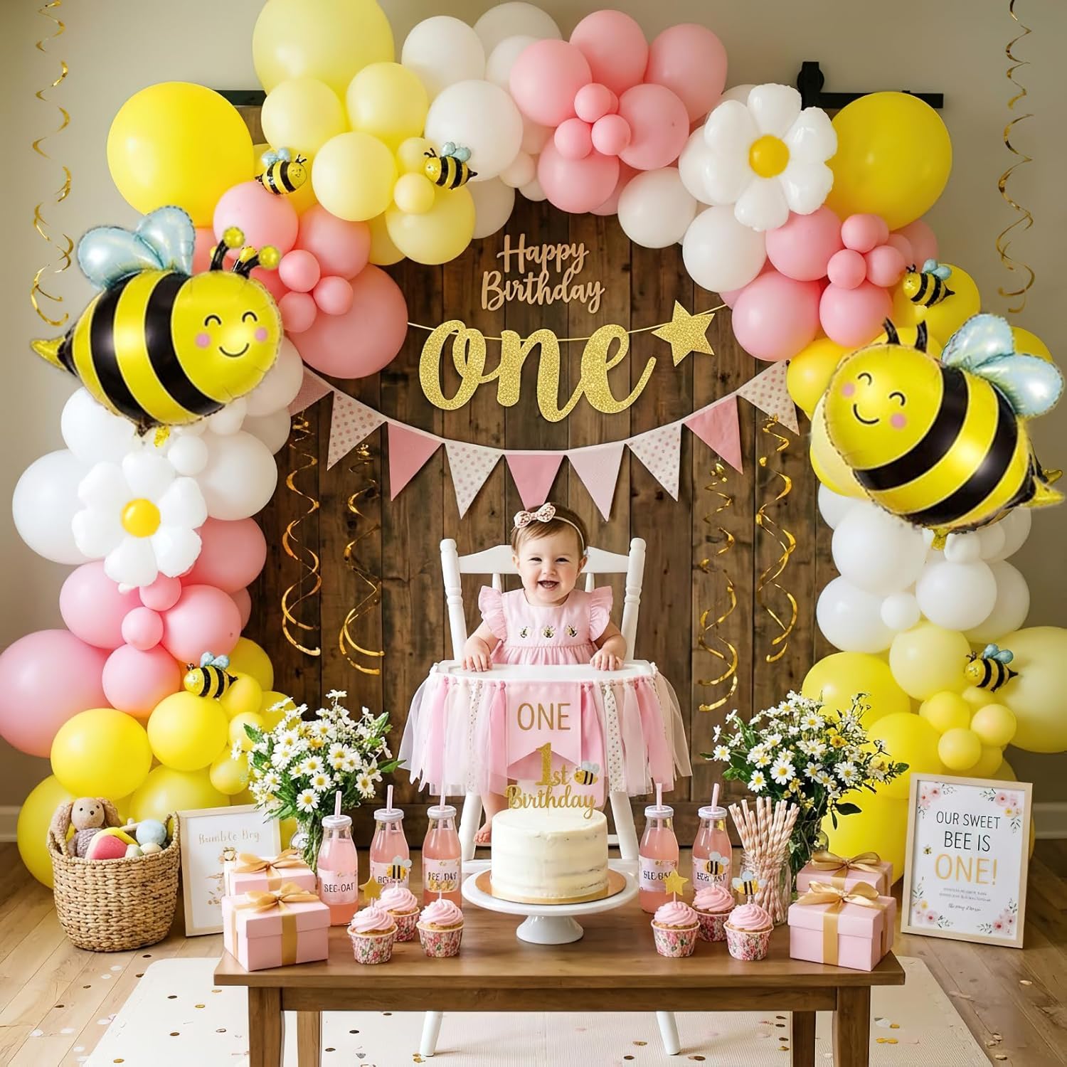 134Pcs Yellow Pink Bee Balloon - مراجعة Balloon Arch Kit وسعره