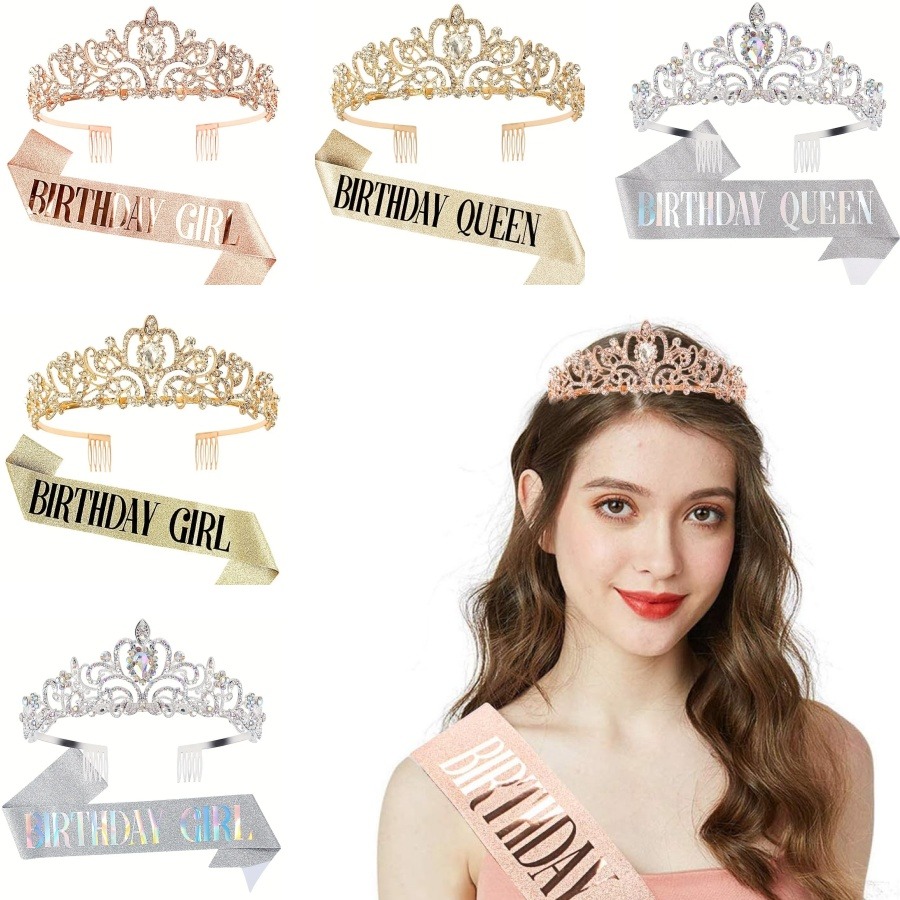 2pcs/Set Bling Rhinestone Crys - مراجعة Birthday Sash Glitter وسعره