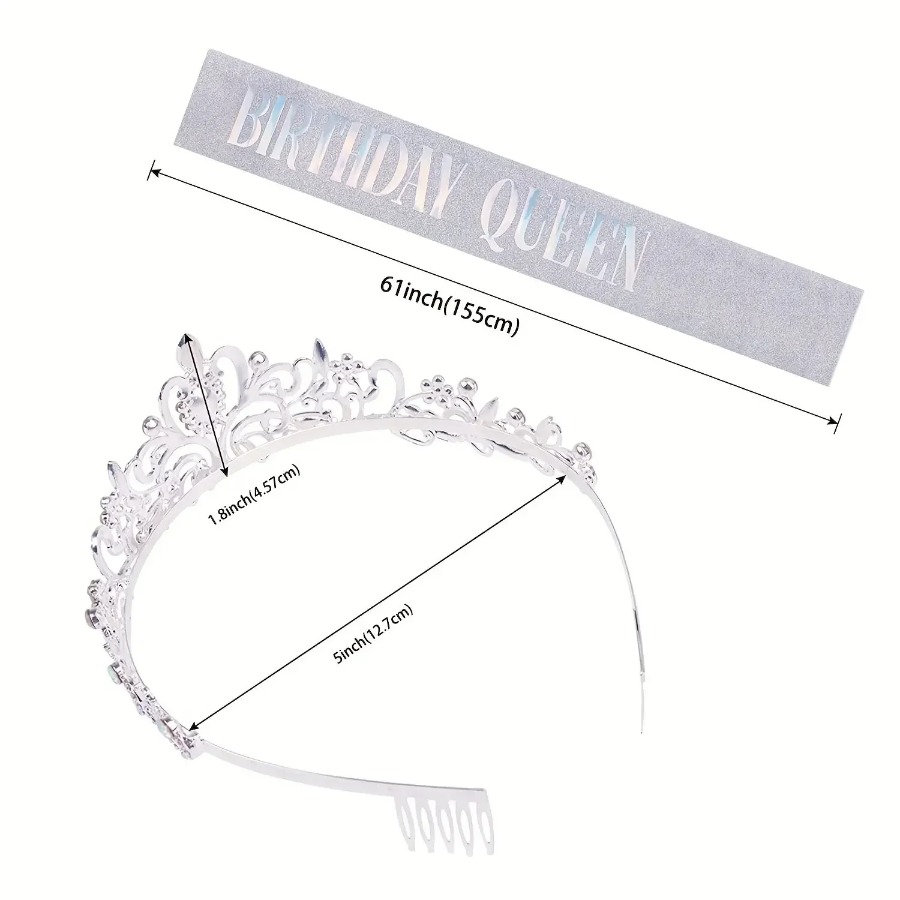 2pcs/Set Bling Rhinestone Crys - مراجعة Birthday Sash Glitter وسعره
