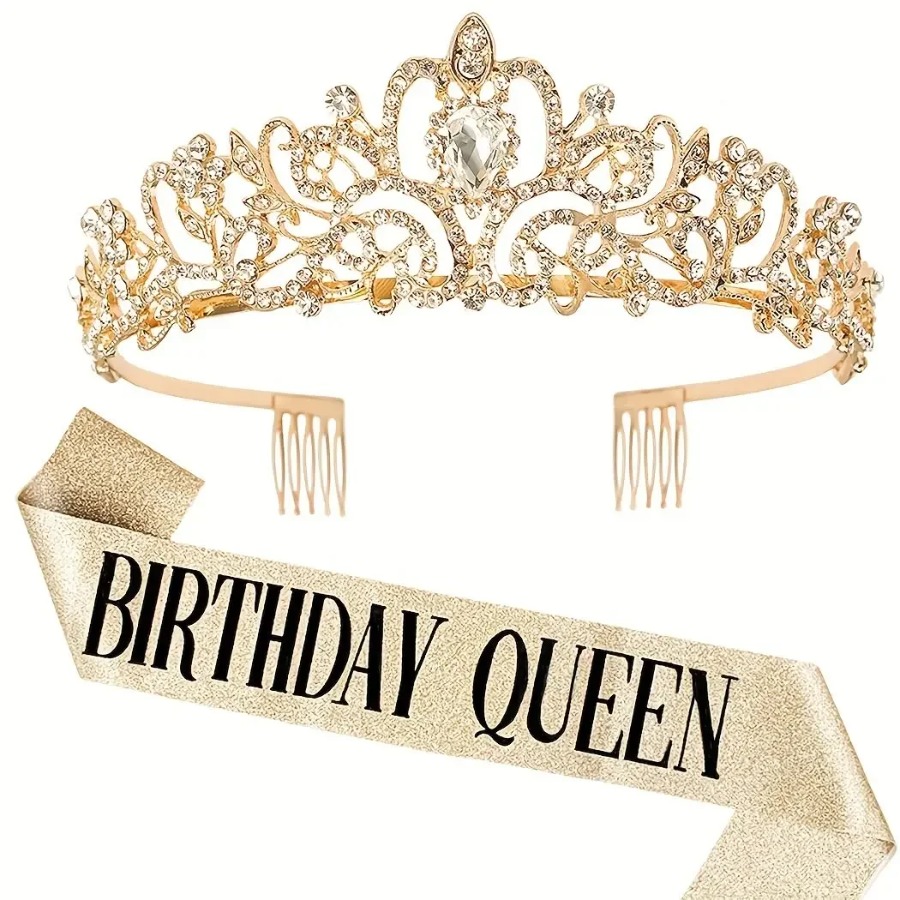 2pcs/Set Bling Rhinestone Crys - مراجعة Birthday Sash Glitter وسعره