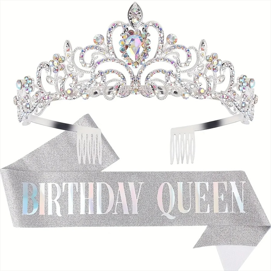2pcs/Set Bling Rhinestone Crys - مراجعة Birthday Sash Glitter وسعره