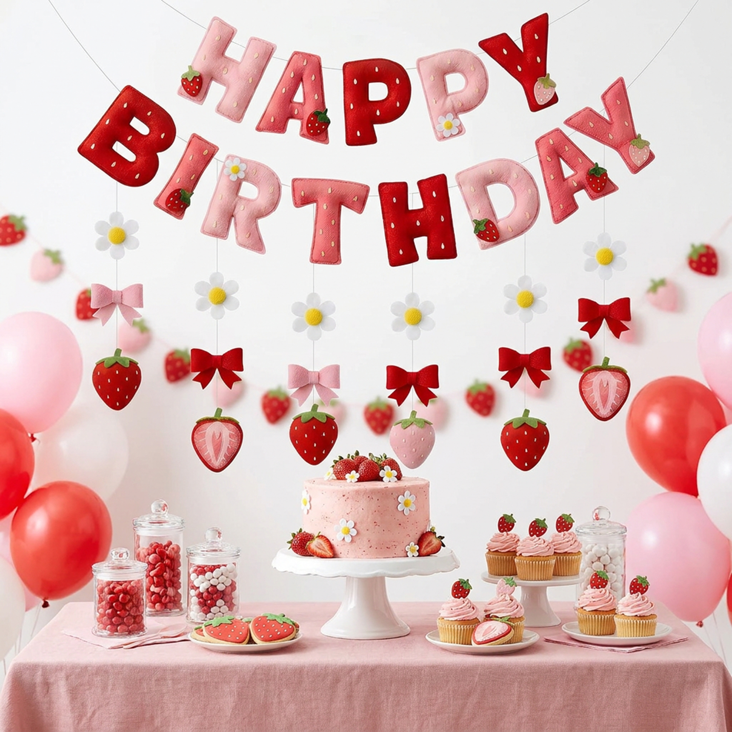 2D Felt Strawberry Hanging Gar - مراجعة Event Party وسعره