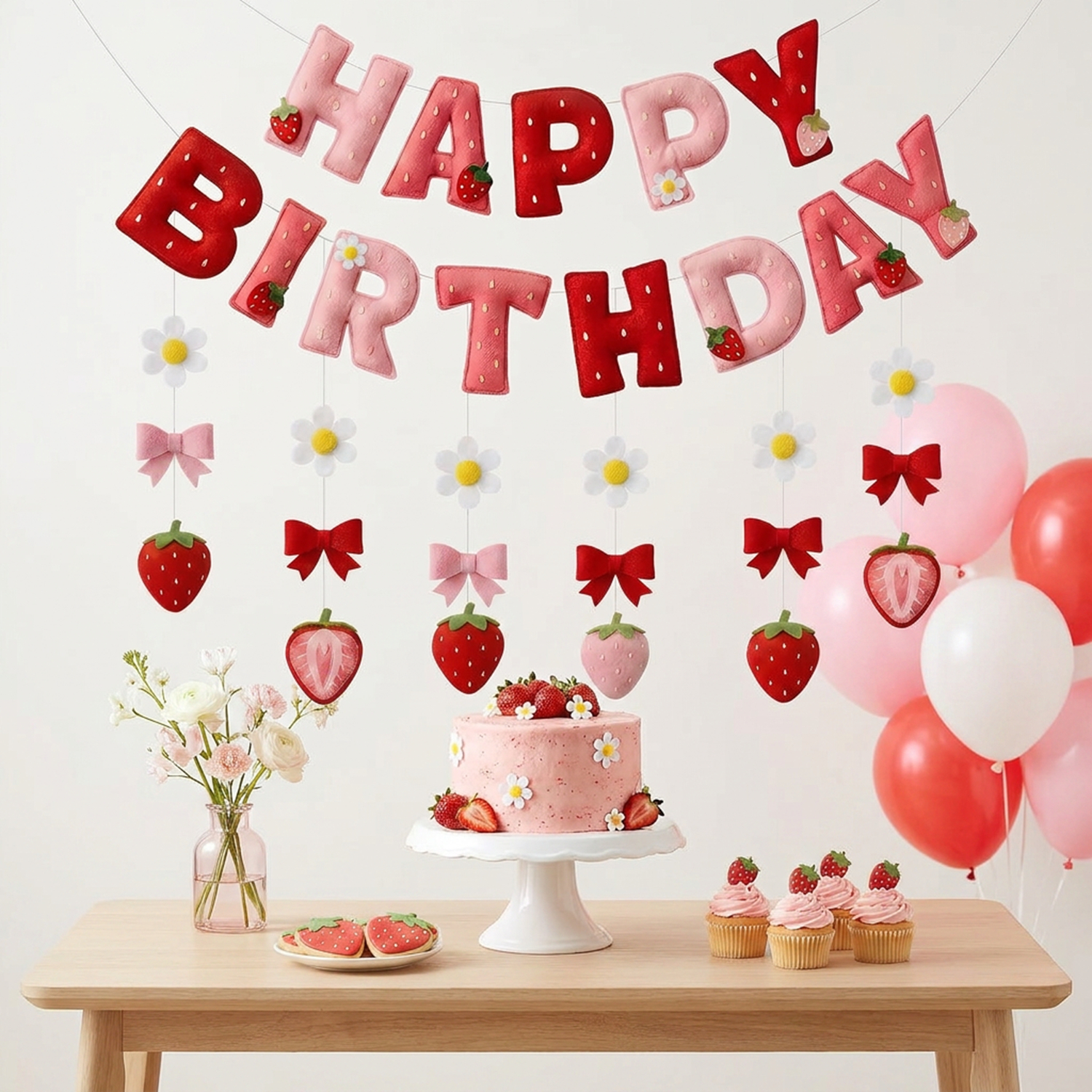2D Felt Strawberry Hanging Gar - مراجعة Event Party وسعره