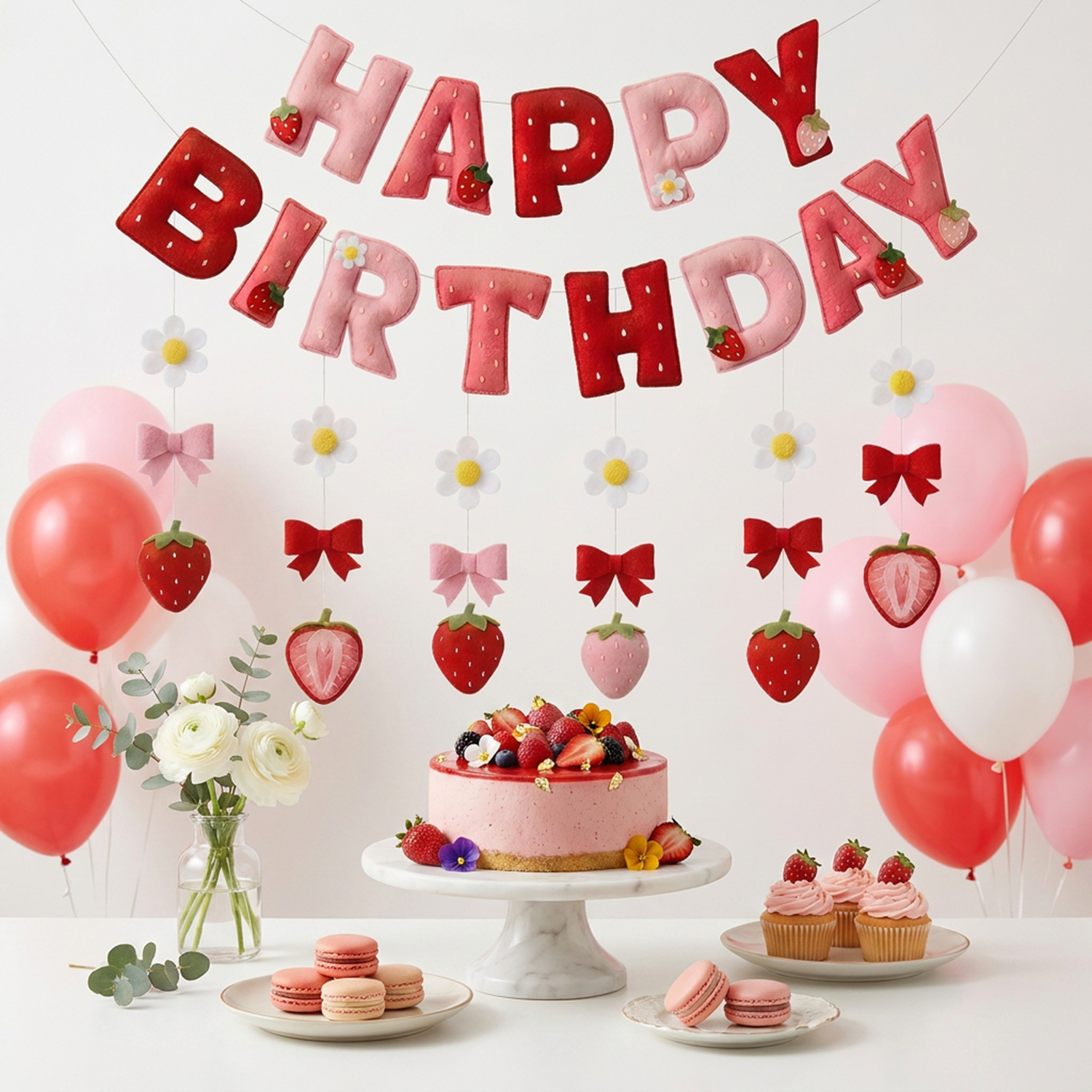2D Felt Strawberry Hanging Gar - مراجعة Event Party وسعره