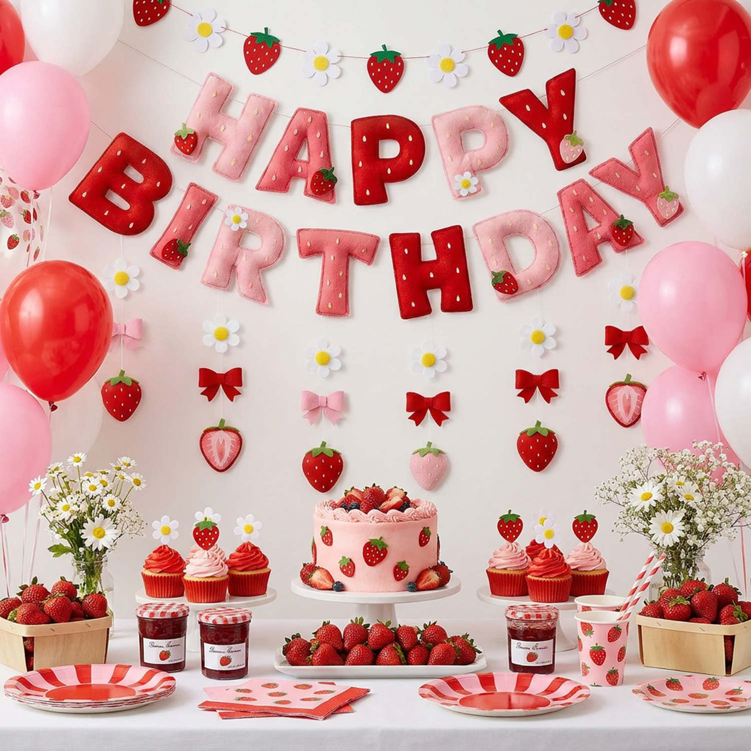 2D Felt Strawberry Hanging Gar - مراجعة Event Party وسعره