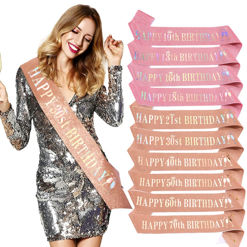 Happy 10th 13th 16th 21st 30th - مراجعة Birthday Sash Glitter وسعره