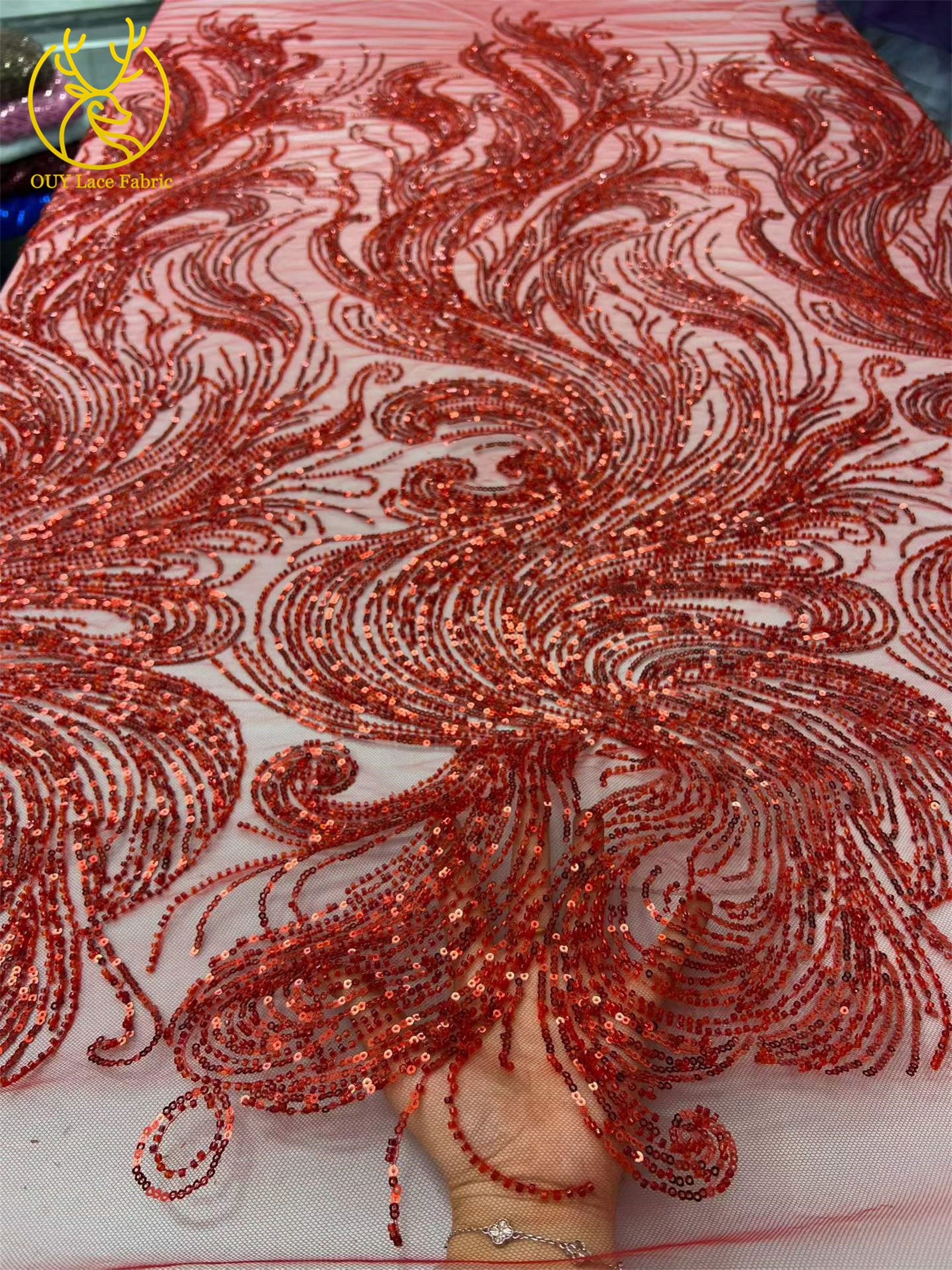 Royal Blue Beaded Sequins Lace - مراجعة Glitter Tablecloth وسعره