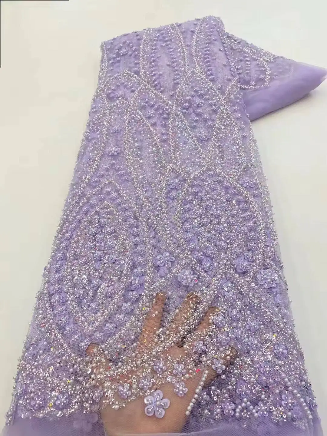 Sky Blue African Beaded Tulle  - مراجعة Glitter Tablecloth وسعره