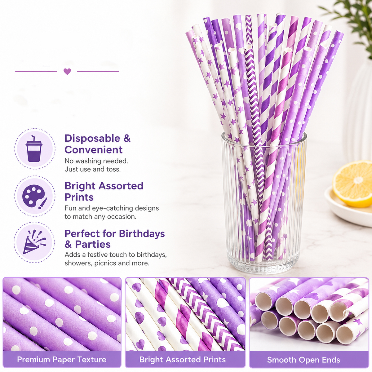 25pcs Colorful Patterned Paper - مراجعة Paper Straw Color وسعره