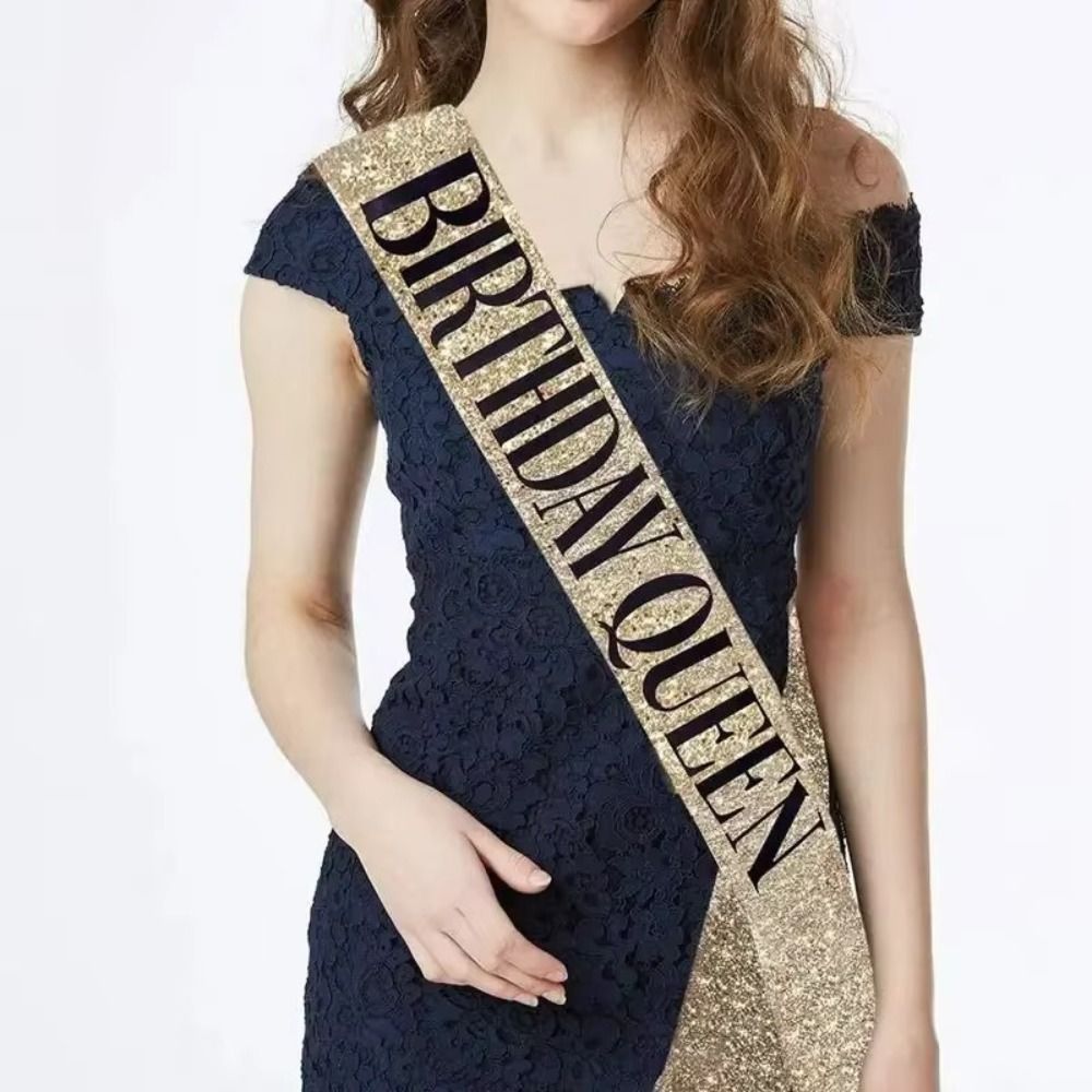 2Pcs/Set New Glitter Birthday  - مراجعة Birthday Sash Glitter وسعره