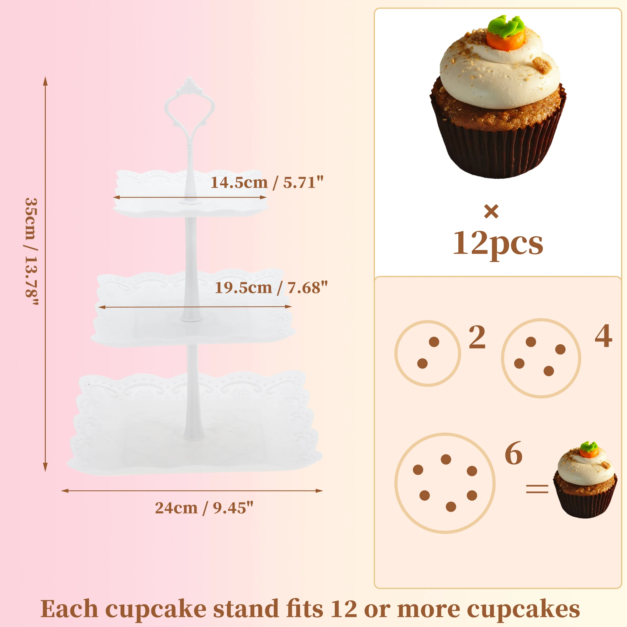 3 Tier Square Cupcake Stand wi - مراجعة Cupcake Stand Tier وسعره