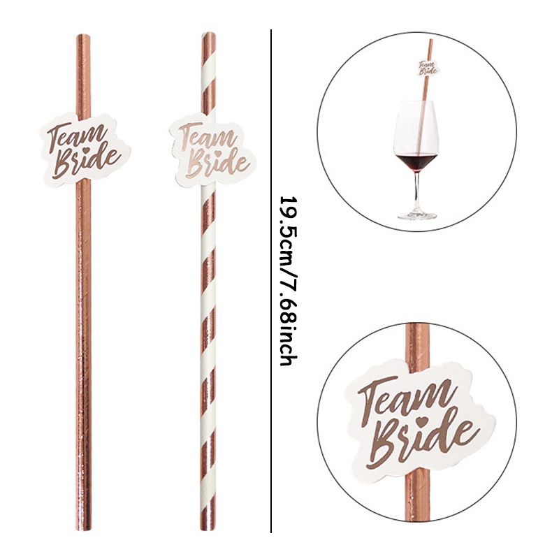 10pcs Team Bride Rose Gold Str - مراجعة Paper Straw Color وسعره
