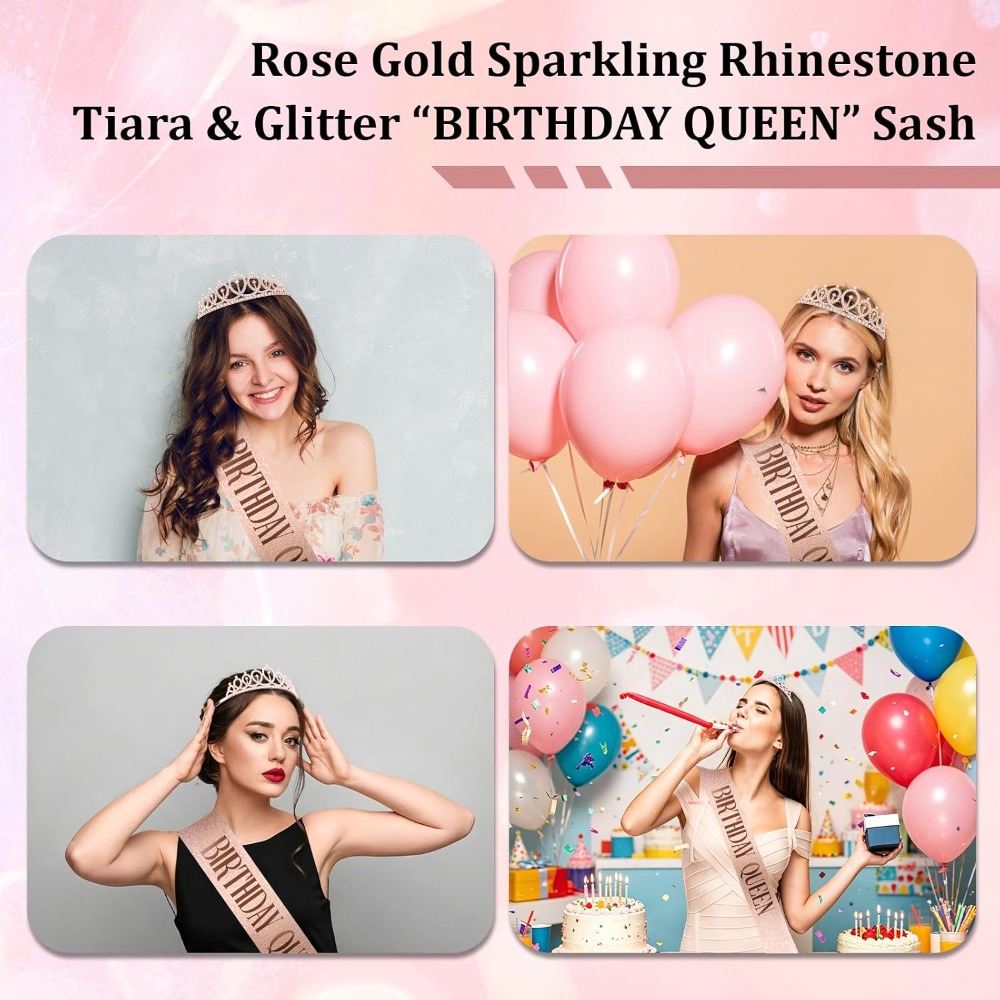 Rose Gold Birthday Queen Sash  - مراجعة Birthday Sash Glitter وسعره