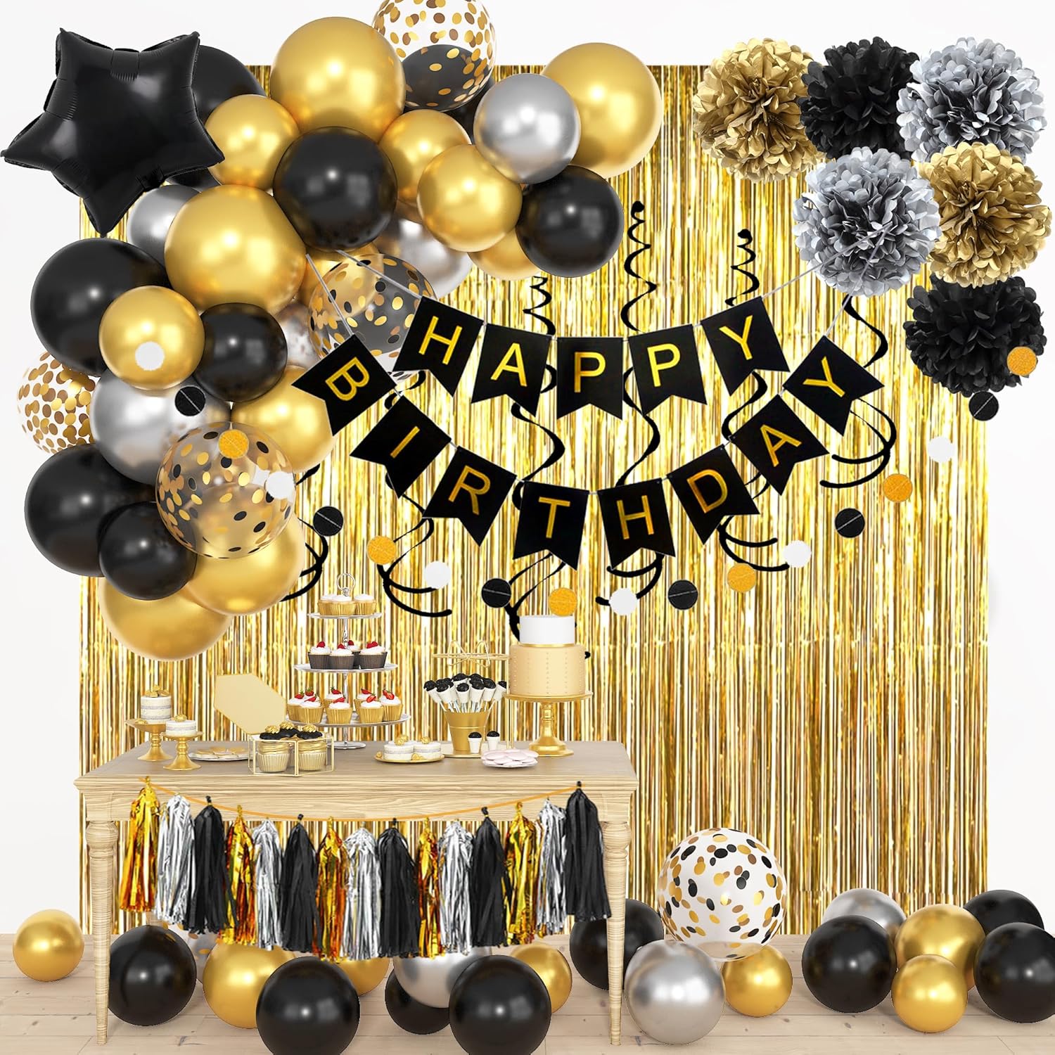 Black Gold Happy Birthday Deco - مراجعة Balloon Arch Kit وسعره