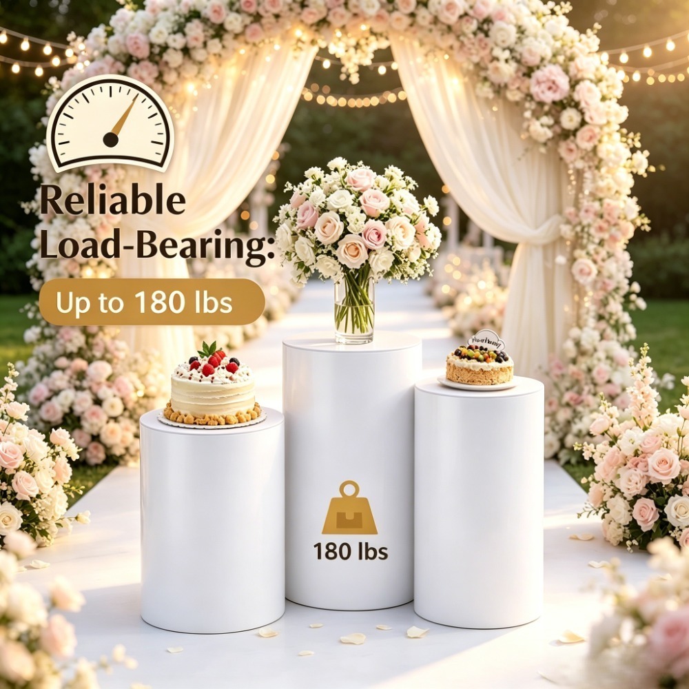 3/5Pcs White Cylinder Pedestal - مراجعة Dessert Table Backdrop وسعره
