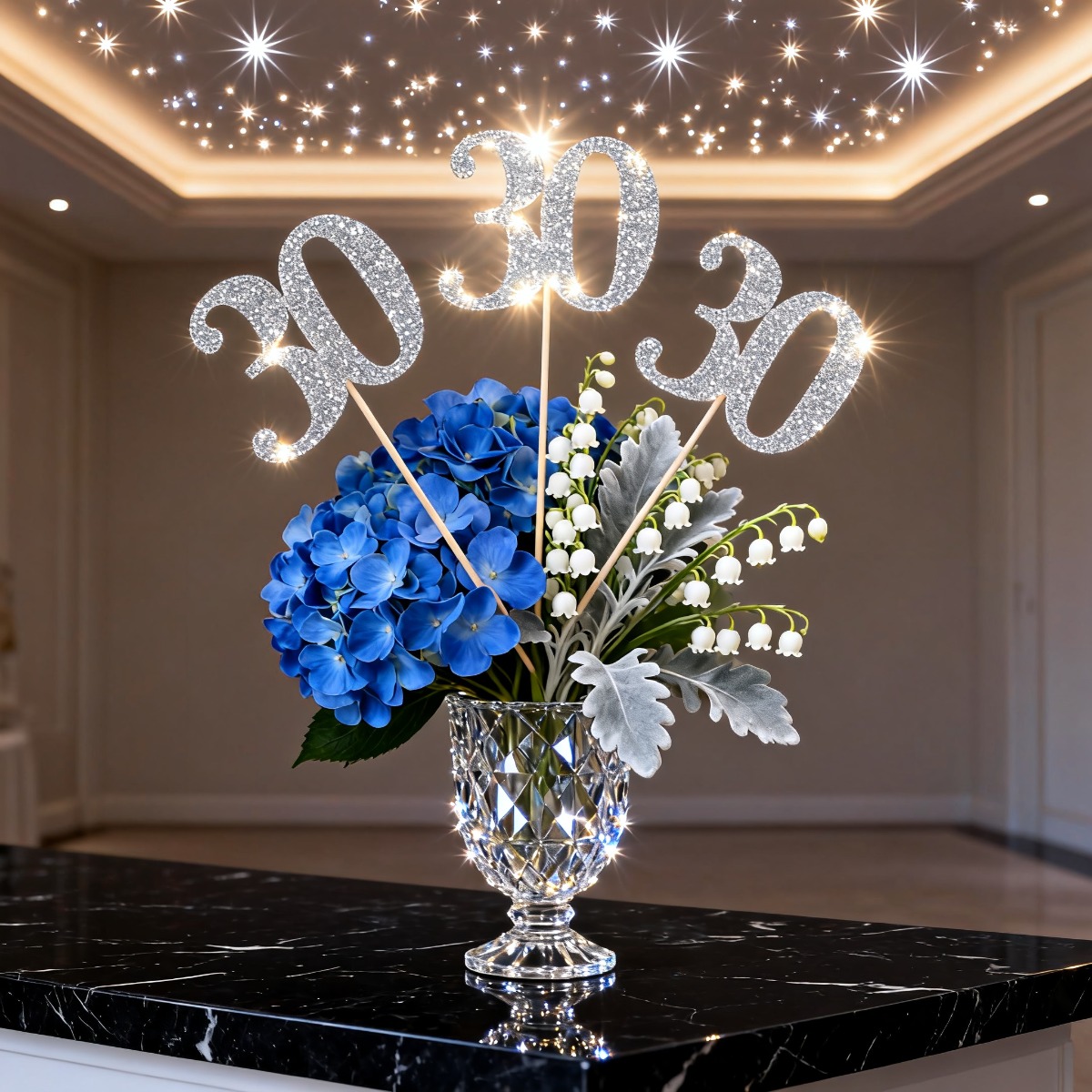 9pcs Silver Glitter 30th Birth - مراجعة Centerpiece Stick وسعره