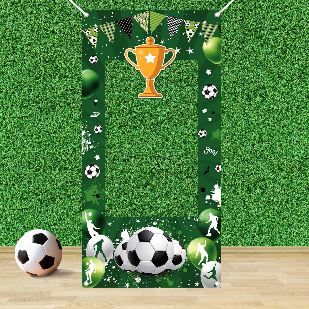 1pc Green Soccer Decorative Ph - مراجعة Photo Booth Frame وسعره