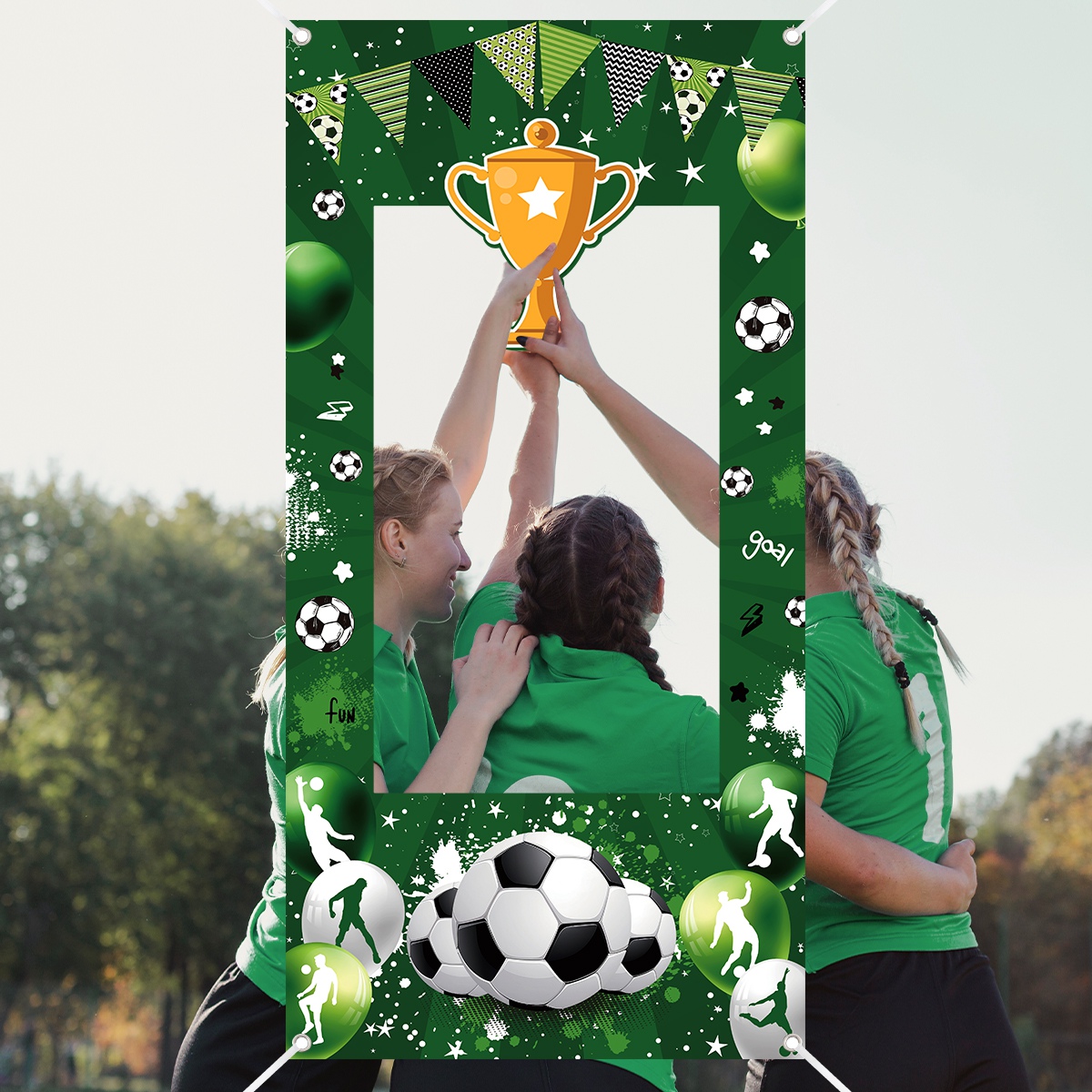1pc Green Soccer Decorative Ph - مراجعة Photo Booth Frame وسعره