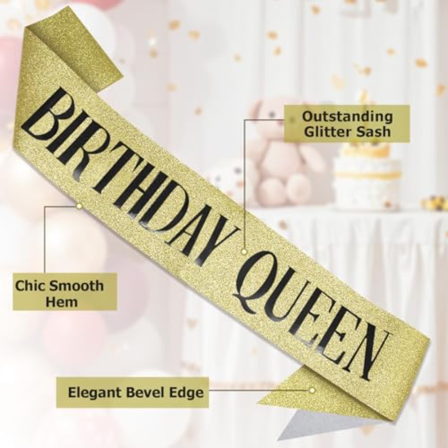 Birthday Queen Sash Glitter Go - مراجعة Birthday Sash Glitter وسعره