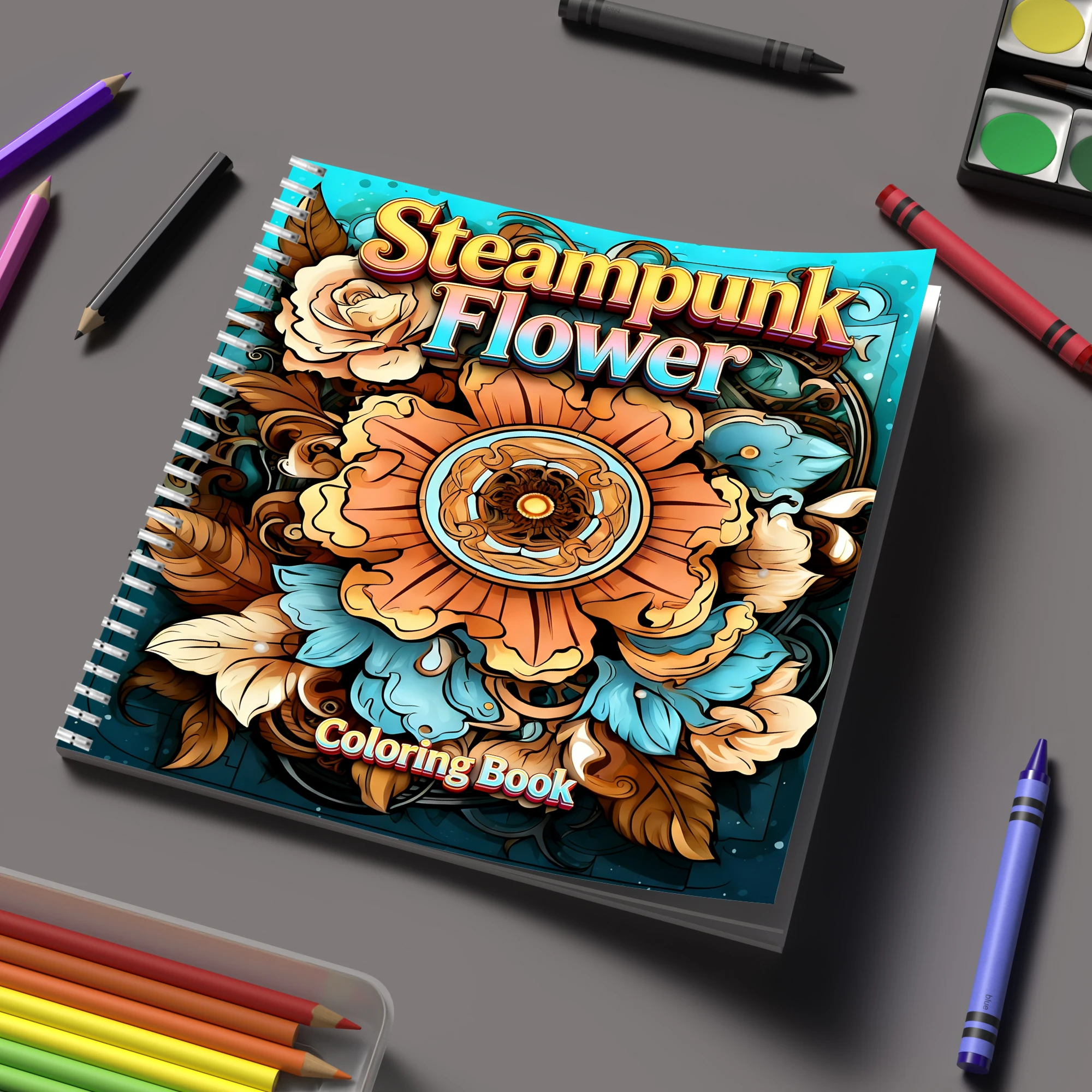 Coloring Book Steampunk Flower - مراجعة Event Supplies وسعره