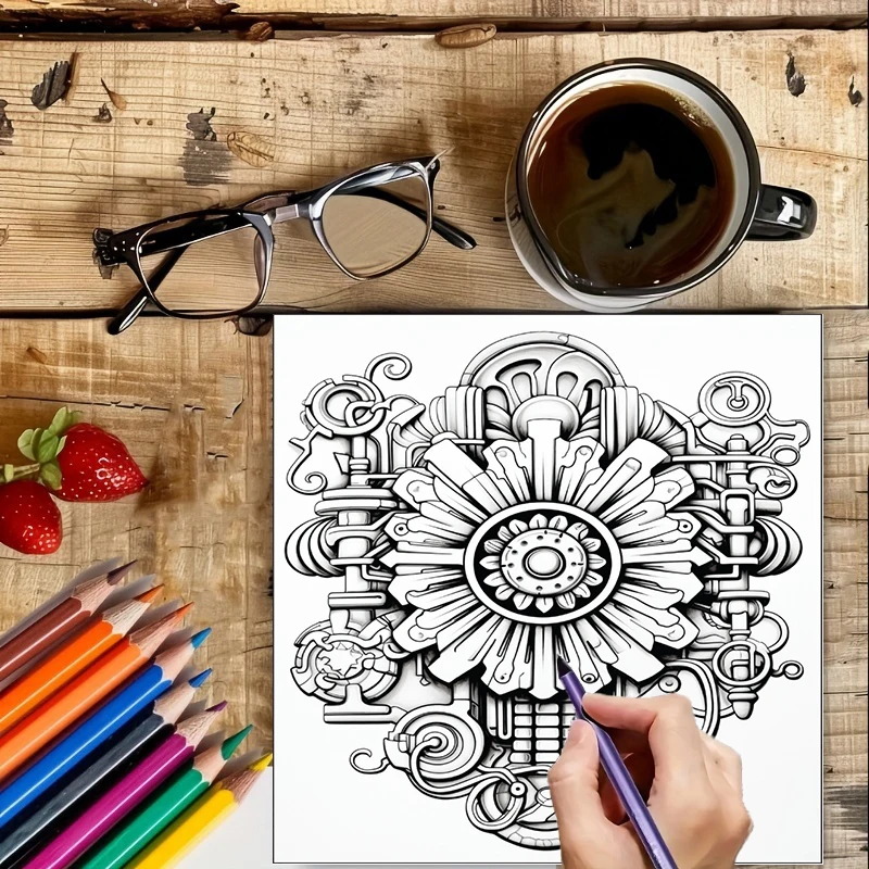 Coloring Book Steampunk Flower - مراجعة Event Supplies وسعره