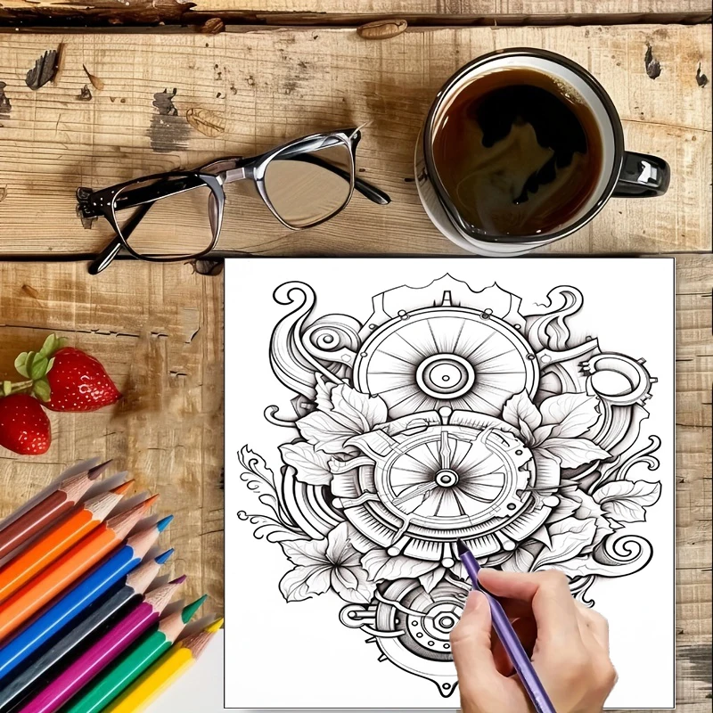 Coloring Book Steampunk Flower - مراجعة Event Supplies وسعره