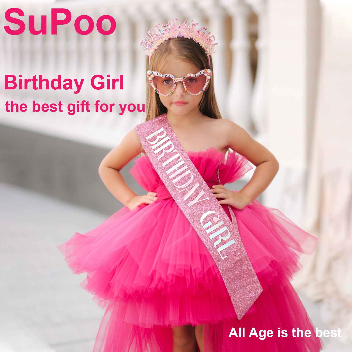 Birthday Girl Headband Sash Su - مراجعة Birthday Sash Glitter وسعره