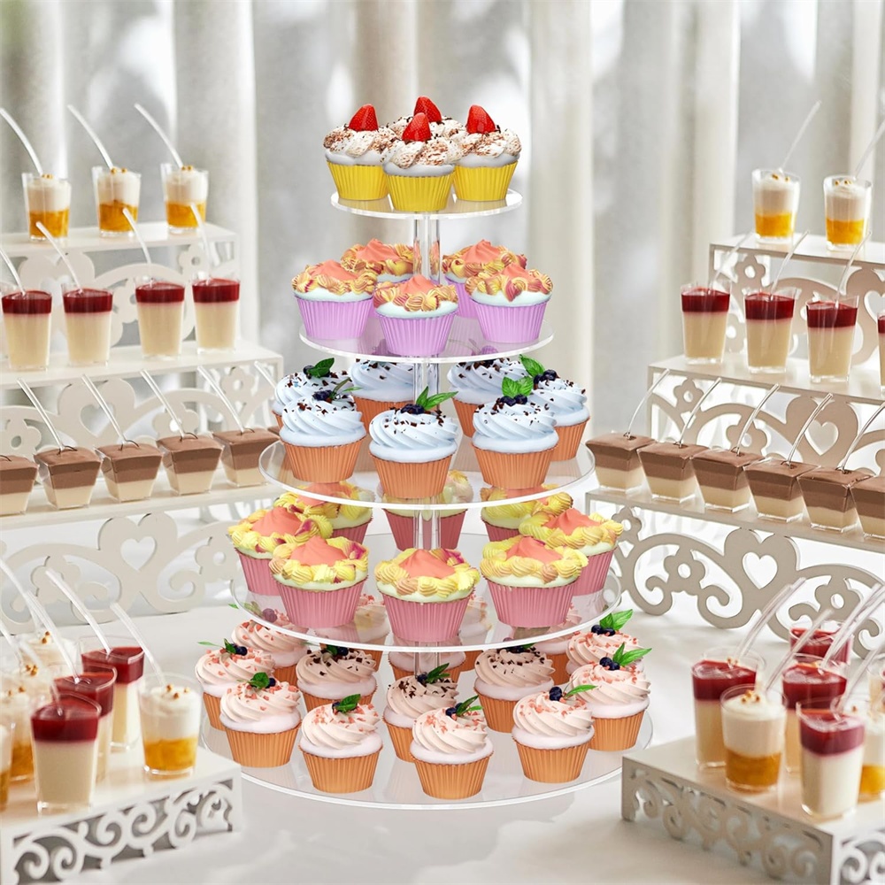 1pack 3/4/5 Tier Acrylic Round - مراجعة Cupcake Stand Tier وسعره