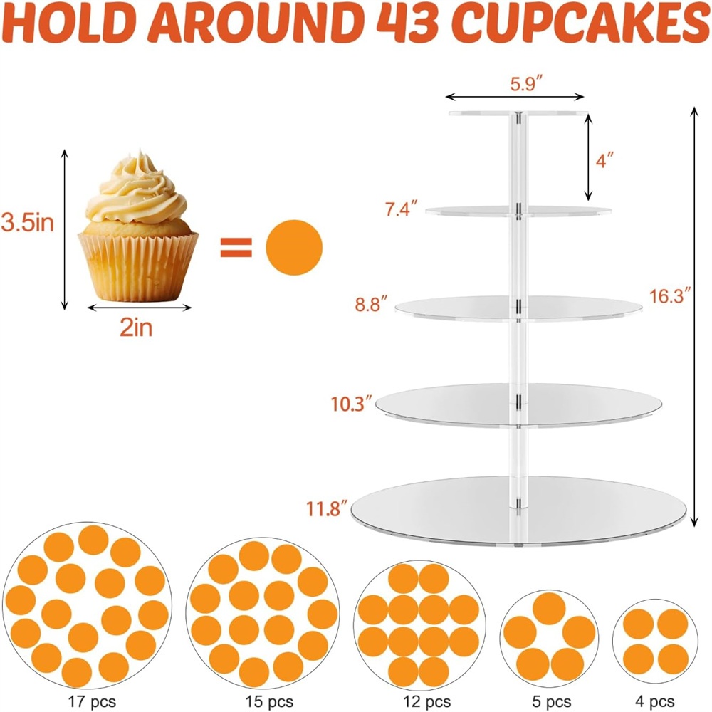 1pack 3/4/5 Tier Acrylic Round - مراجعة Cupcake Stand Tier وسعره