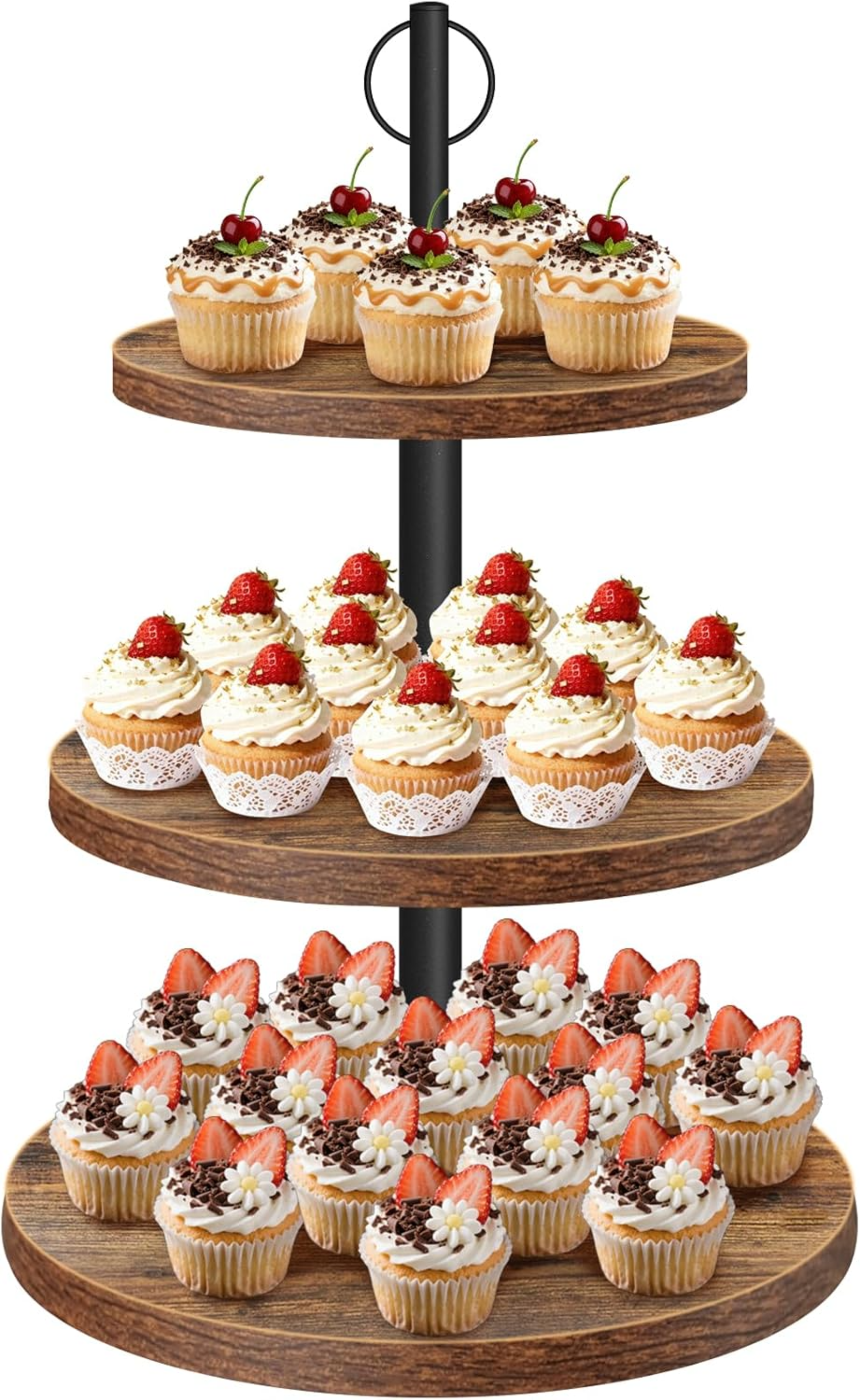 3-Tier Rustic Wood Cupcake Sta - مراجعة Cupcake Stand Tier وسعره
