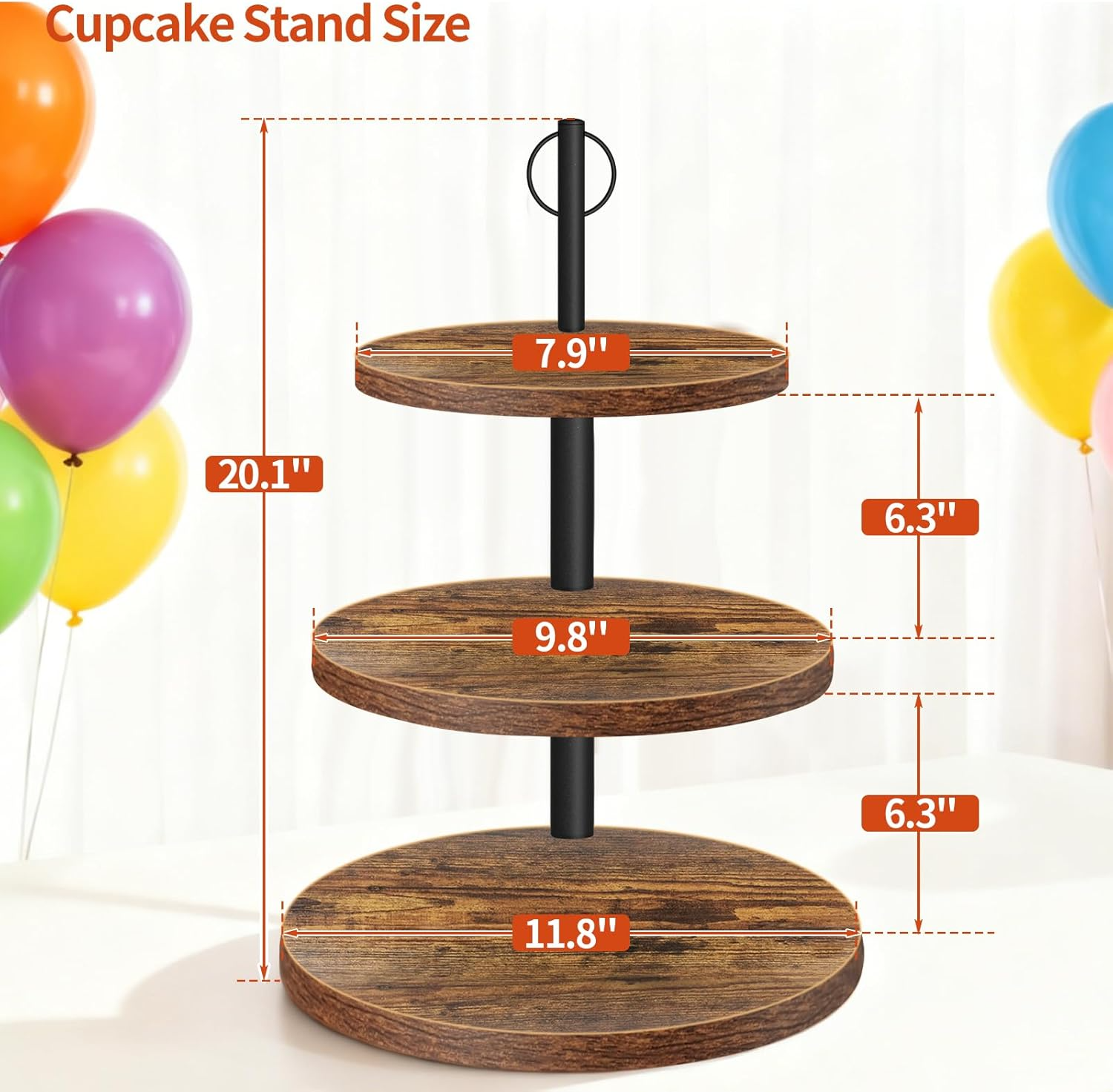 3-Tier Rustic Wood Cupcake Sta - مراجعة Cupcake Stand Tier وسعره