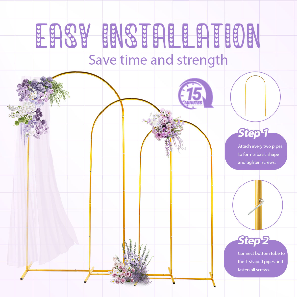 3Pack Golden Metal Arch Kits,  - مراجعة Balloon Arch Kit وسعره