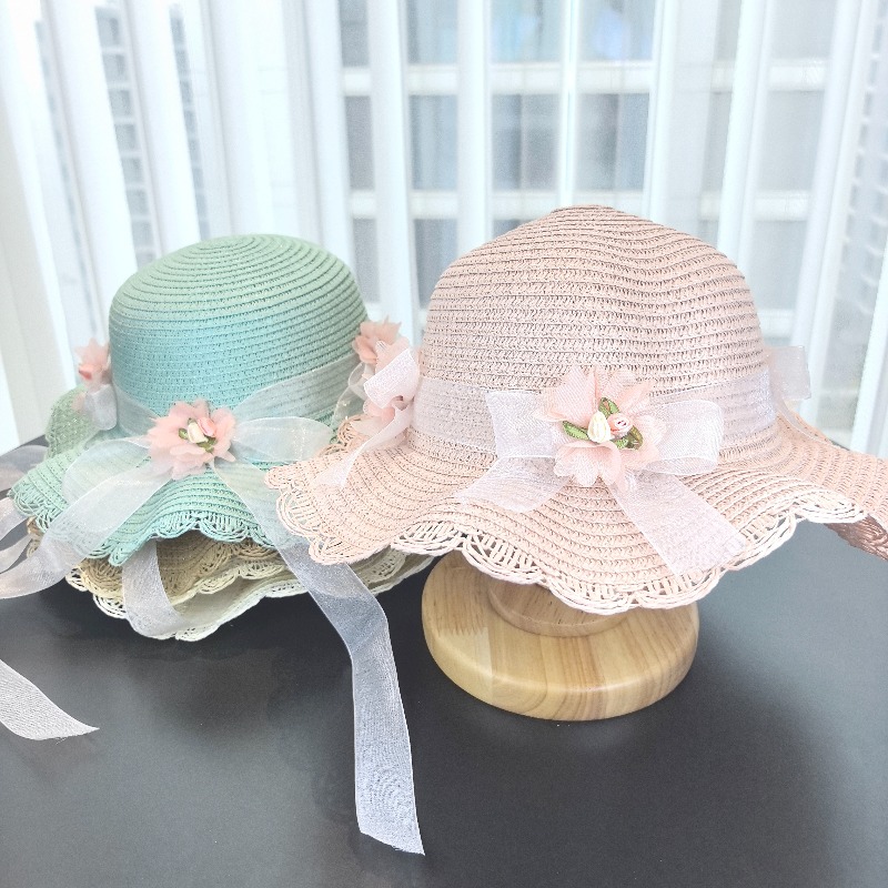 Girls 2pcs Straw Hat Solid Col - مراجعة Paper Straw Color وسعره