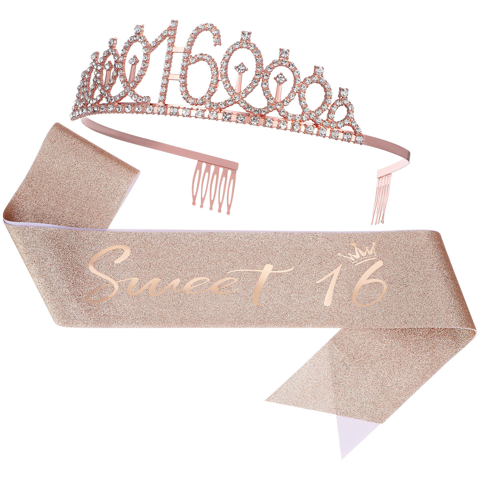 1Set Glittering Birthday Tiara - مراجعة Birthday Sash Glitter وسعره